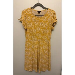 Ann Taylor‎ Dress Women's Small Yellow White Floral Fit and Flare Knee Length